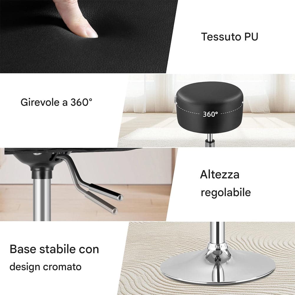 Sgabello Make Up Toeletta Seduta Comoda Sgabellino Rotante Nero Portata 130kg in Sgabelli Esplodia - Napoli, commercioVirtuoso.it