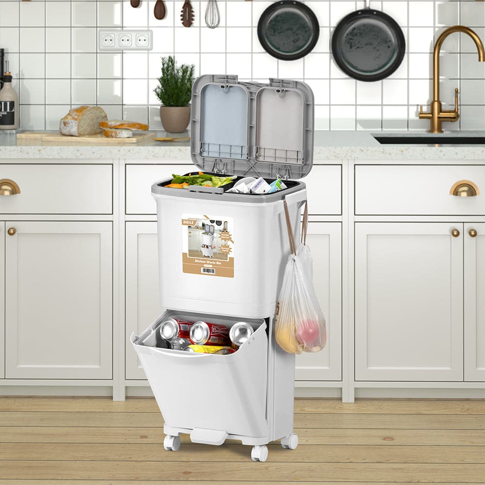 Pattumiera da Cucina Doppio Bidone 38 L Secchio con Separazione Rifiuti e Ruote in Pattumiere da cucina Esplodia - Napoli, commercioVirtuoso.it