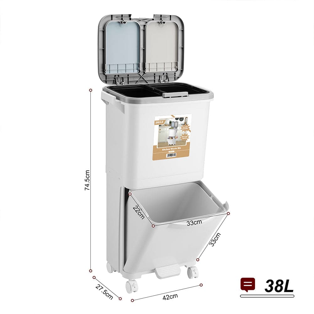 Pattumiera da Cucina Doppio Bidone 38 L Secchio con Separazione Rifiuti e Ruote in Pattumiere da cucina Esplodia - Napoli, commercioVirtuoso.it