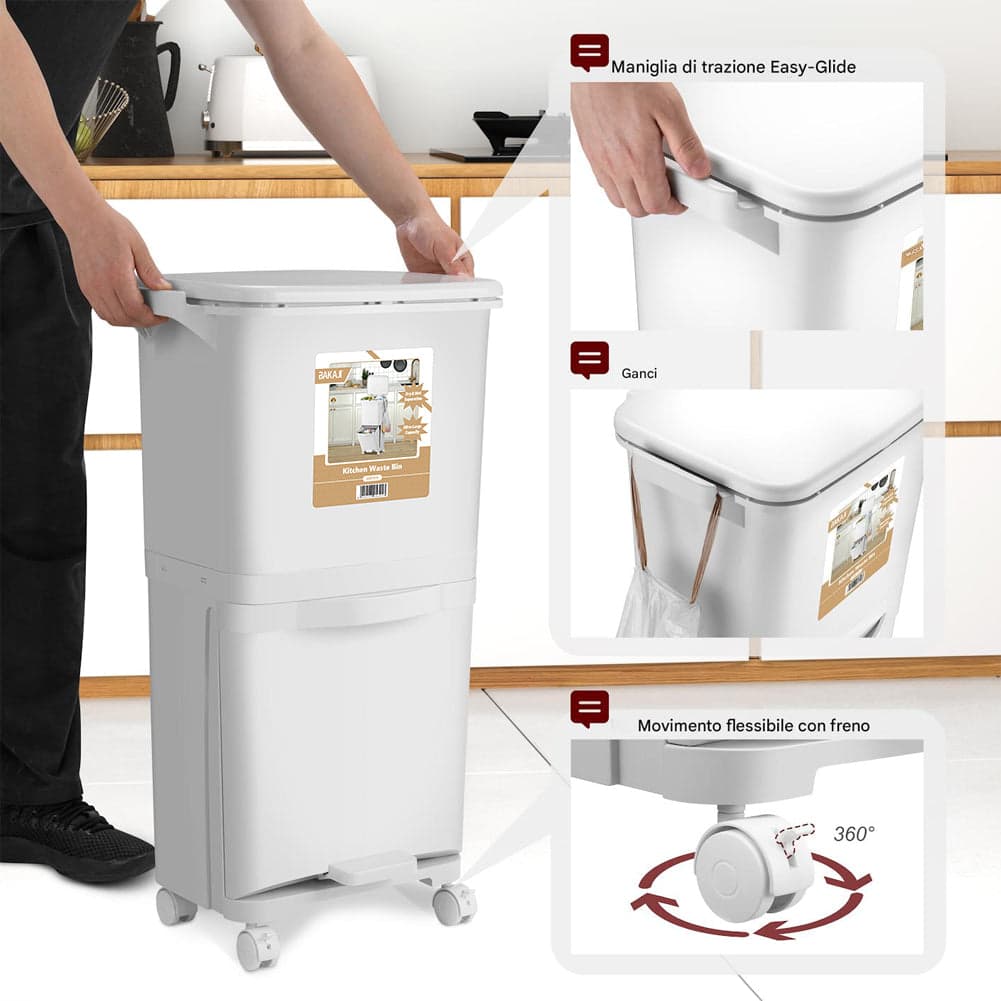 Pattumiera da Cucina Doppio Bidone 38 L Secchio Separazione Rifiuti Salvaspazio in Pattumiere da cucina Esplodia - Napoli, commercioVirtuoso.it