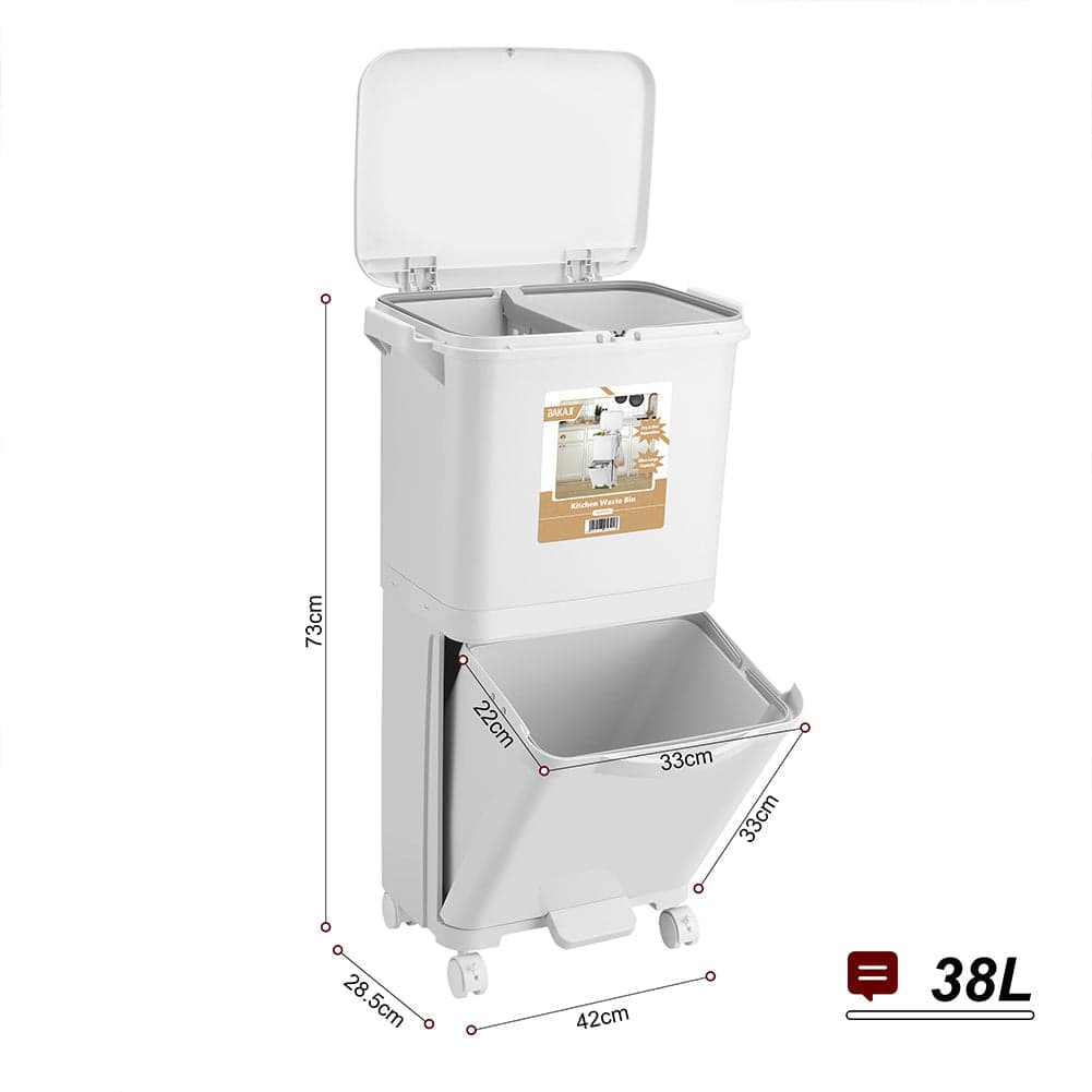Pattumiera da Cucina Doppio Bidone 38 L Secchio Separazione Rifiuti Salvaspazio in Pattumiere da cucina Esplodia - Napoli, commercioVirtuoso.it