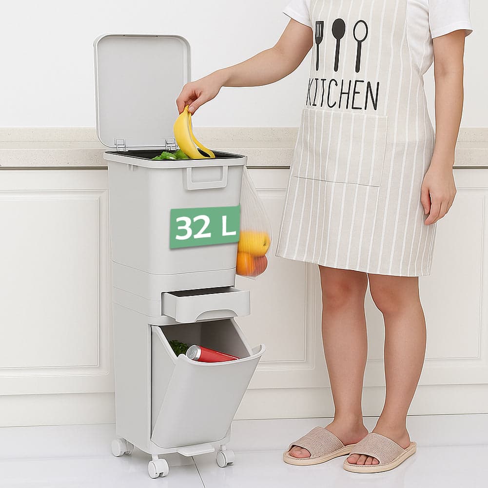 Pattumiera da Cucina Capacità Bidone 32L Secchio Ribaltabile Rifiuti Salvaspazio in Pattumiere da cucina Esplodia - Napoli, commercioVirtuoso.it