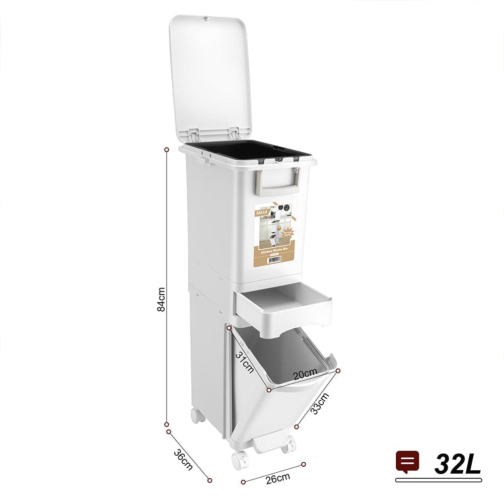 Pattumiera da Cucina Capacità Bidone 32L Secchio Ribaltabile Rifiuti Salvaspazio in Pattumiere da cucina Esplodia - Napoli, commercioVirtuoso.it