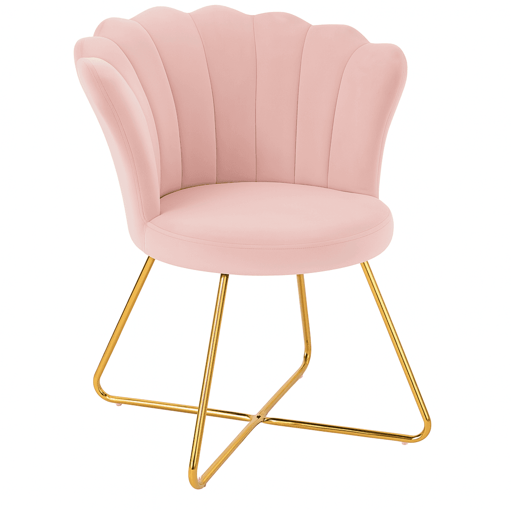 Poltrona Relax in Velluto Ergonomica con Struttura in Metallo Oro 69x64x80 cm Rosa