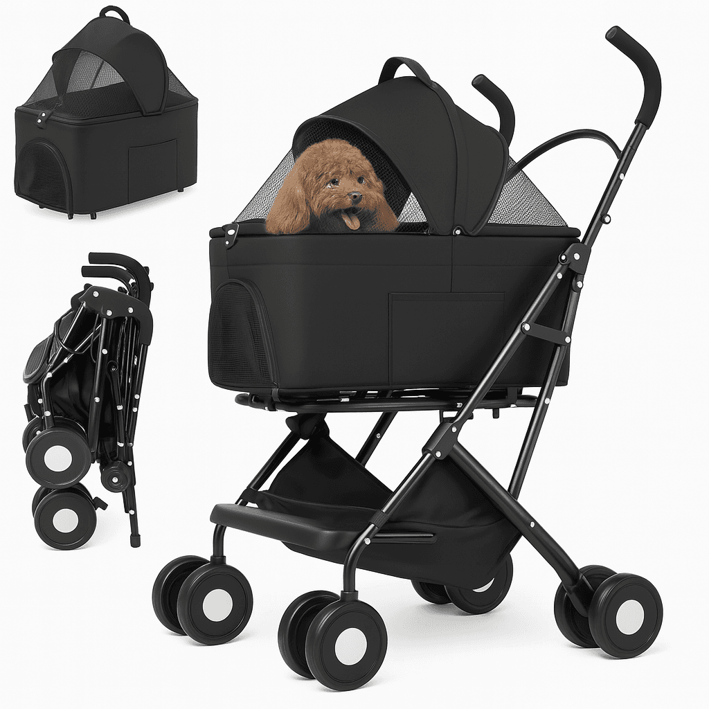 Passeggino Cani e Gatti 2in1 Trasportino Rimovibile e Struttura Pieghevole Robusta Nero in Passeggini Danyx - Casoria, commercioVirtuoso.it