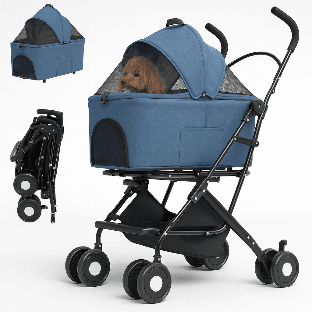 Passeggino Cani e Gatti 2in1 Trasportino Rimovibile e Struttura Pieghevole Robusta Blu in Passeggini Danyx - Casoria, commercioVirtuoso.it