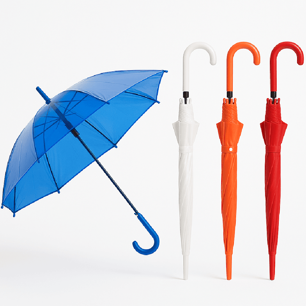 Kit 4 Ombrelli Trasparenti Automatici PVC Antivento Manico Curvo 8 Stecche Fibra di Vetro