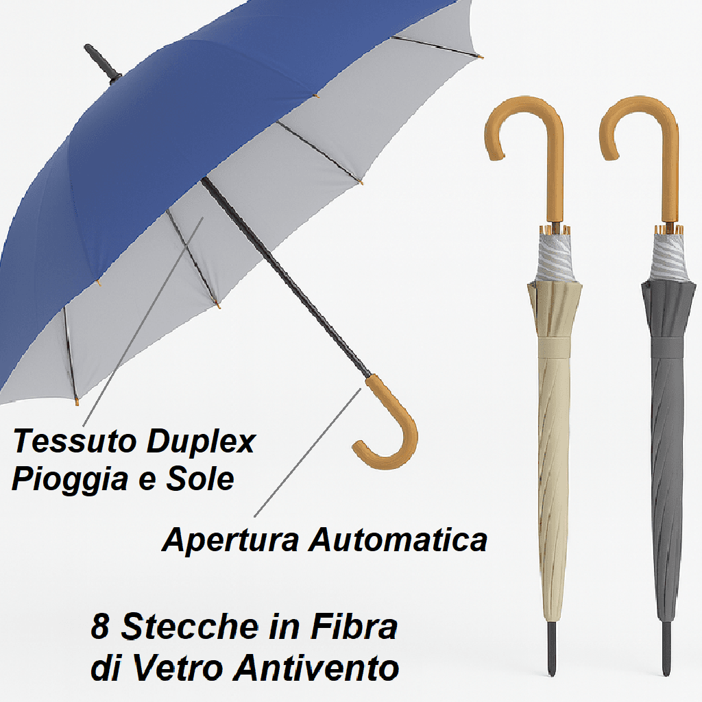 Kit 4 Ombrelli Uomo Donna Automatici Antivento Tessuto Duplex per Pioggia e Sole in Ombrelli pieghevoli Danyx - Casoria, commercioVirtuoso.it