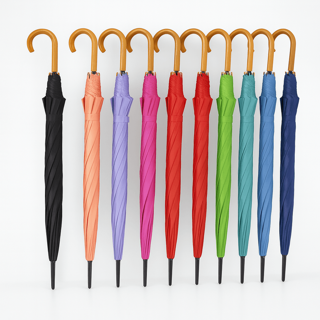 Kit 5 Ombrelli Automatici 8 Stecche Rinforzate Manico Curvo Uomo Donna Colori Misti in Ombrelli pieghevoli Danyx - Casoria, commercioVirtuoso.it