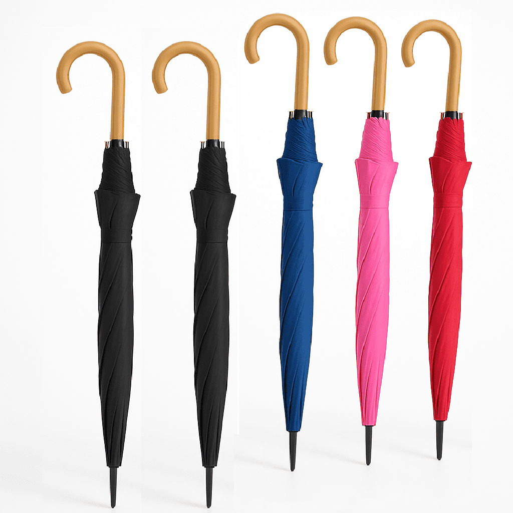 Kit 5 Ombrelli Automatici 8 Stecche Rinforzate Manico Curvo Uomo Donna Colori Misti in Ombrelli pieghevoli Danyx - Casoria, commercioVirtuoso.it