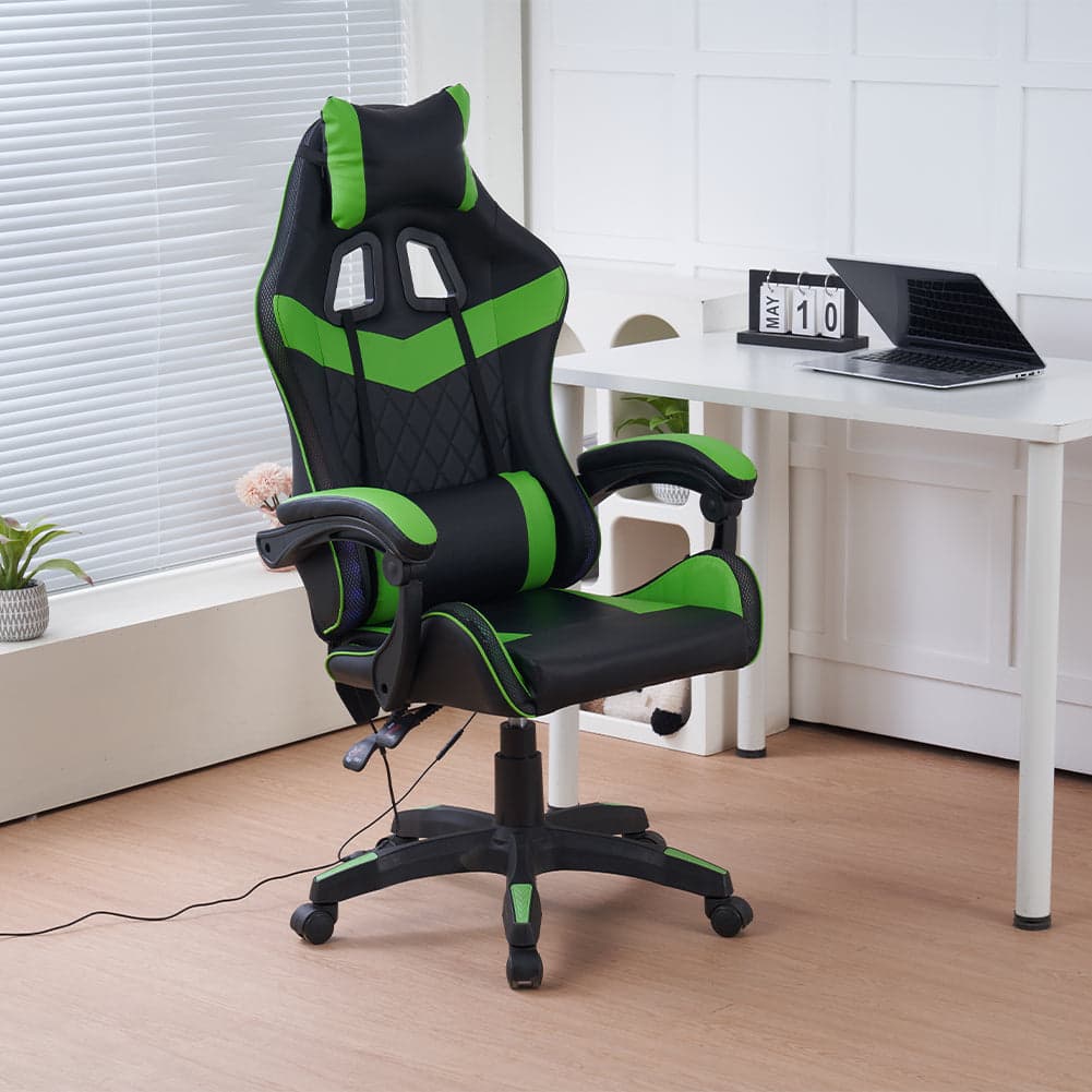 Sedia Gaming da Scrivania Verde e Nera con Led RGB Altezza Regolabile 106-116cm in Sedie Gaming Esplodia - Napoli, commercioVirtuoso.it
