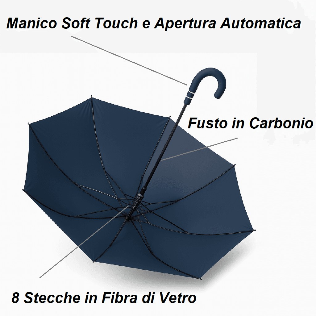 kit 3 Ombrelli Grandi Automatici Antivento 129cm Struttura in Fibra di Vetro Tessuto Extra in Ombrelli pieghevoli Danyx - Casoria, commercioVirtuoso.it