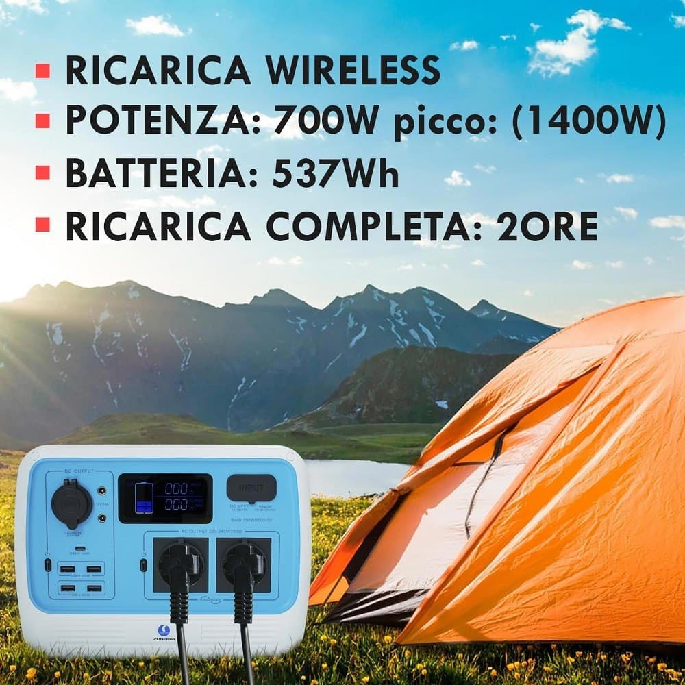 GENERATORE CORRENTE 700W PORTATILE RICARICA SOLARE BATTERIA PRESE SCHUKO AC USB-C in Generatori Trade Shop italia - Napoli, commercioVirtuoso.it