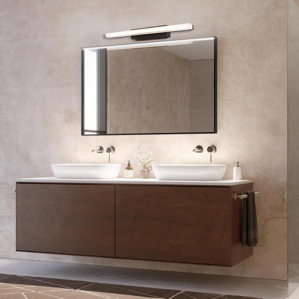 APPLIQUE MODERNO NERO LAMPADA PARETE LED 9W 4000K LUCE SPECCHIO BAGNO VETRO SATINATO in Applique Trade Shop italia - Napoli, commercioVirtuoso.it