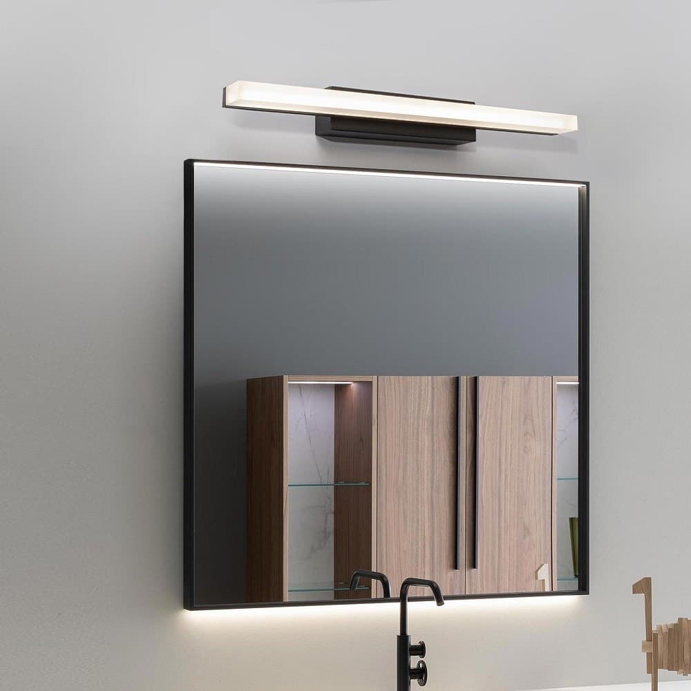 APPLIQUE MODERNO NERO LAMPADA PARETE LED 9W 4000K LUCE SPECCHIO BAGNO VETRO SATINATO in Applique Trade Shop italia - Napoli, commercioVirtuoso.it