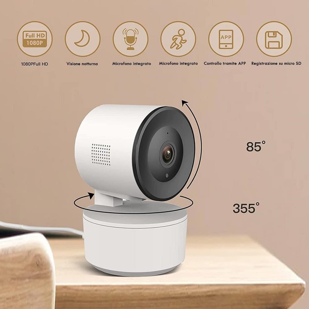 TELECAMERA FHD 1080P WIFI SMART MOTORIZZATA 3.6MM SENSORE MOVIMENTO ALEXA GOOGLE in Dom camera Trade Shop italia - Napoli, commercioVirtuoso.it