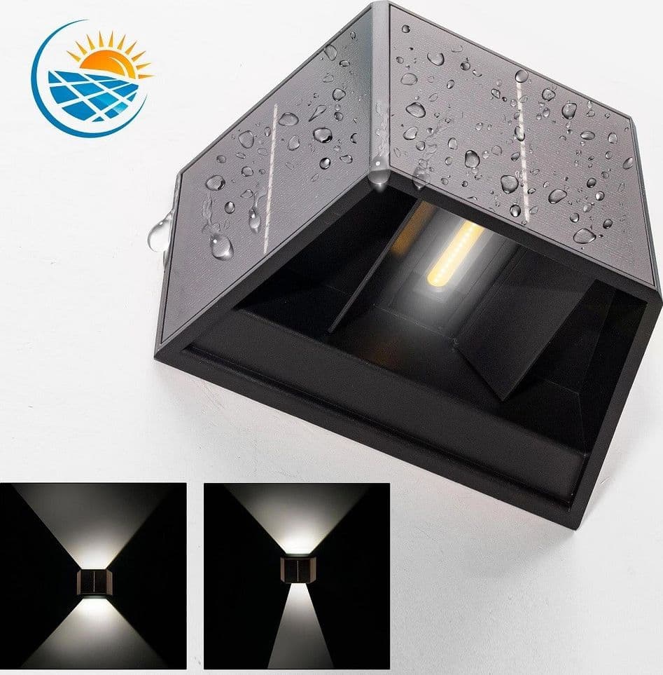 APPLIQUE SOLARE LED 4W PARETE UP DOWN SENSORE CREPUSCOLARE ALETTE REGOLABILI LUCE 4000K in Lampade da parete Trade Shop italia - Napoli, commercioVirtuoso.it