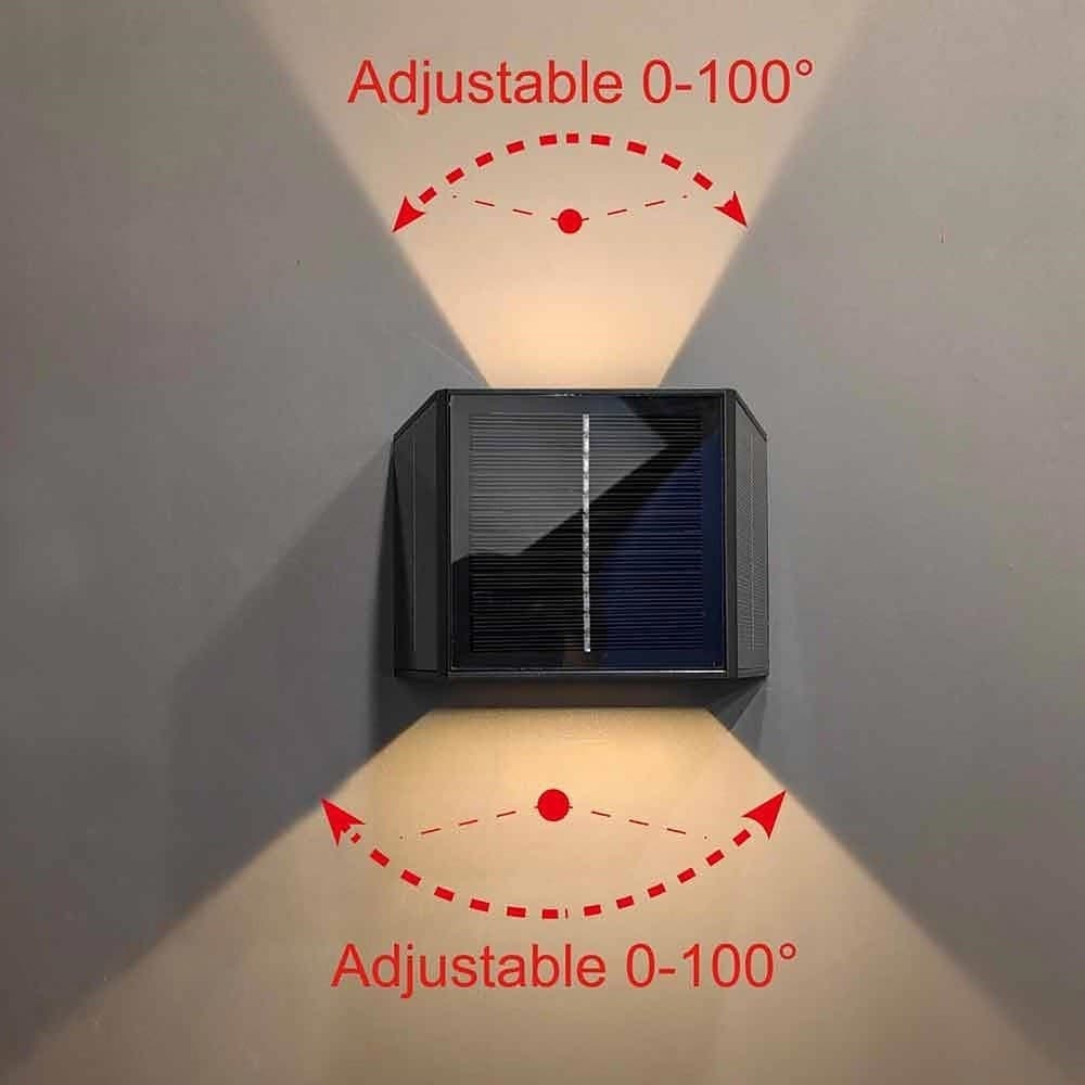 APPLIQUE SOLARE LED 4W PARETE UP DOWN SENSORE CREPUSCOLARE ALETTE REGOLABILI LUCE 4000K in Lampade da parete Trade Shop italia - Napoli, commercioVirtuoso.it