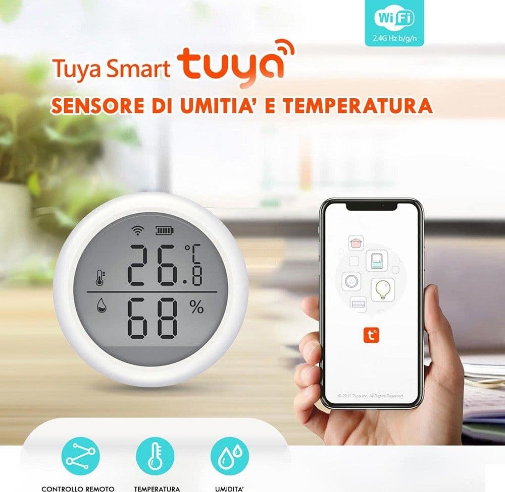 TERMOMETRO SMART WIFI SENSORE TEMPERATURA UMIDITA APP IFTTT SMART LIFE ALEXA GOOGLE in Igrometri Trade Shop italia - Napoli, commercioVirtuoso.it