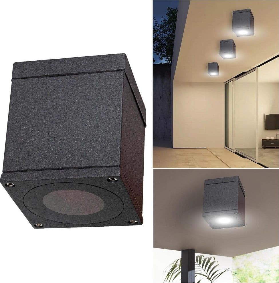 FARETTO PLAFONIERA SOFFITTO LED GU10 LAMPADA QUADRATA ESTERNO IMPERMEABILE IP65 in Plafoniere Trade Shop italia - Napoli, commercioVirtuoso.it