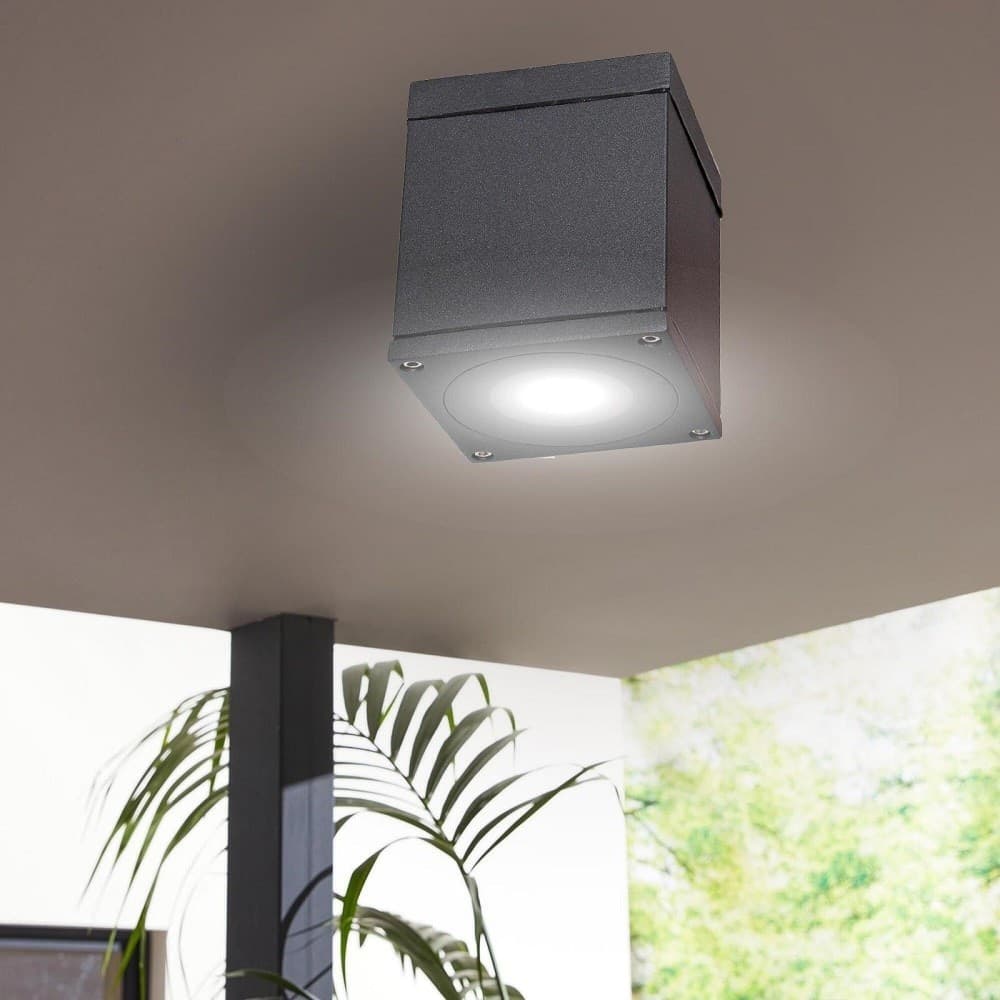 FARETTO PLAFONIERA SOFFITTO LED GU10 LAMPADA QUADRATA ESTERNO IMPERMEABILE IP65 in Plafoniere Trade Shop italia - Napoli, commercioVirtuoso.it