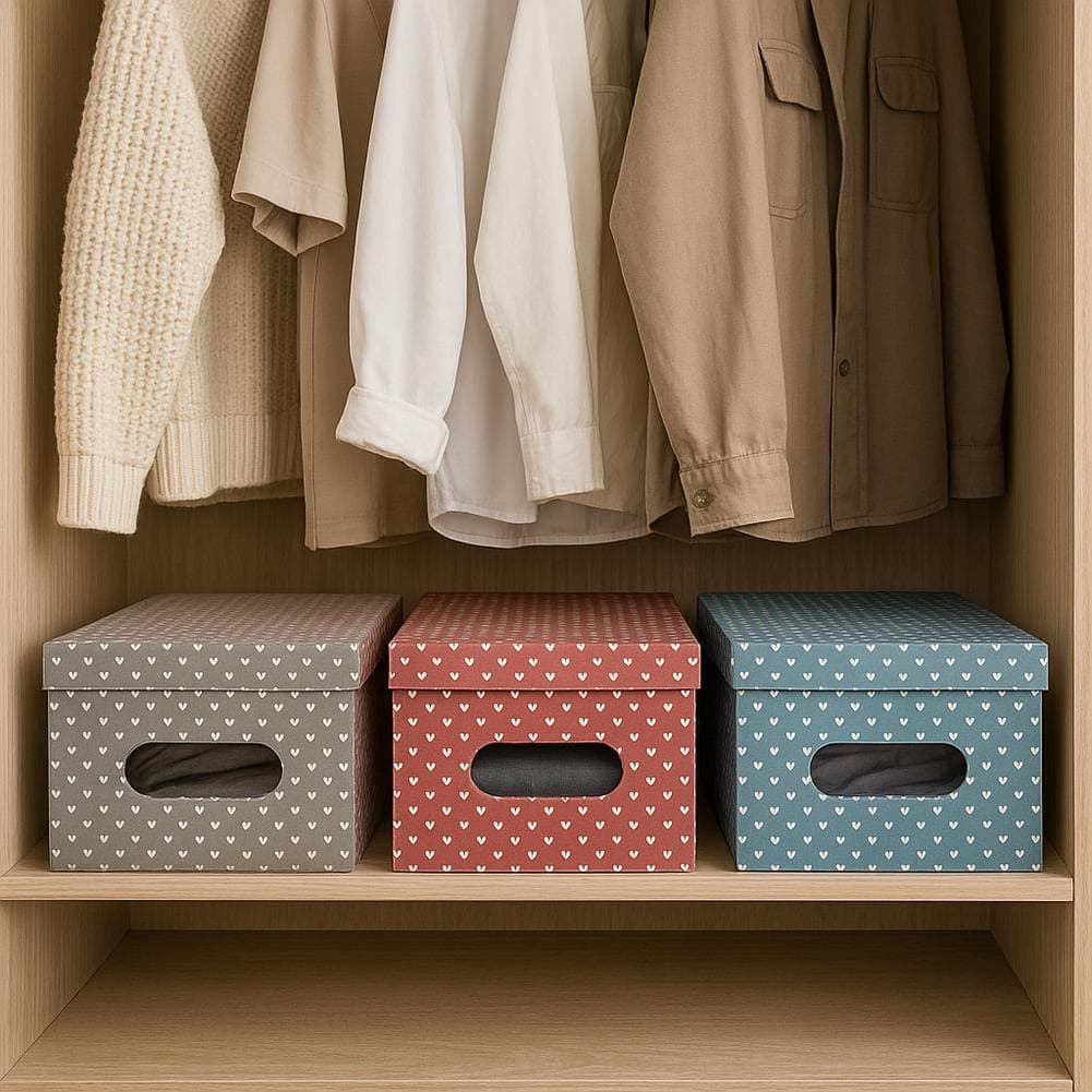 Kit 4pz Scatole Box Sistemazione Armadio in PVC Pieghevole 50x39 H24cm Col.Ass in Contenitori sottoletto Danyx - Casoria, commercioVirtuoso.it