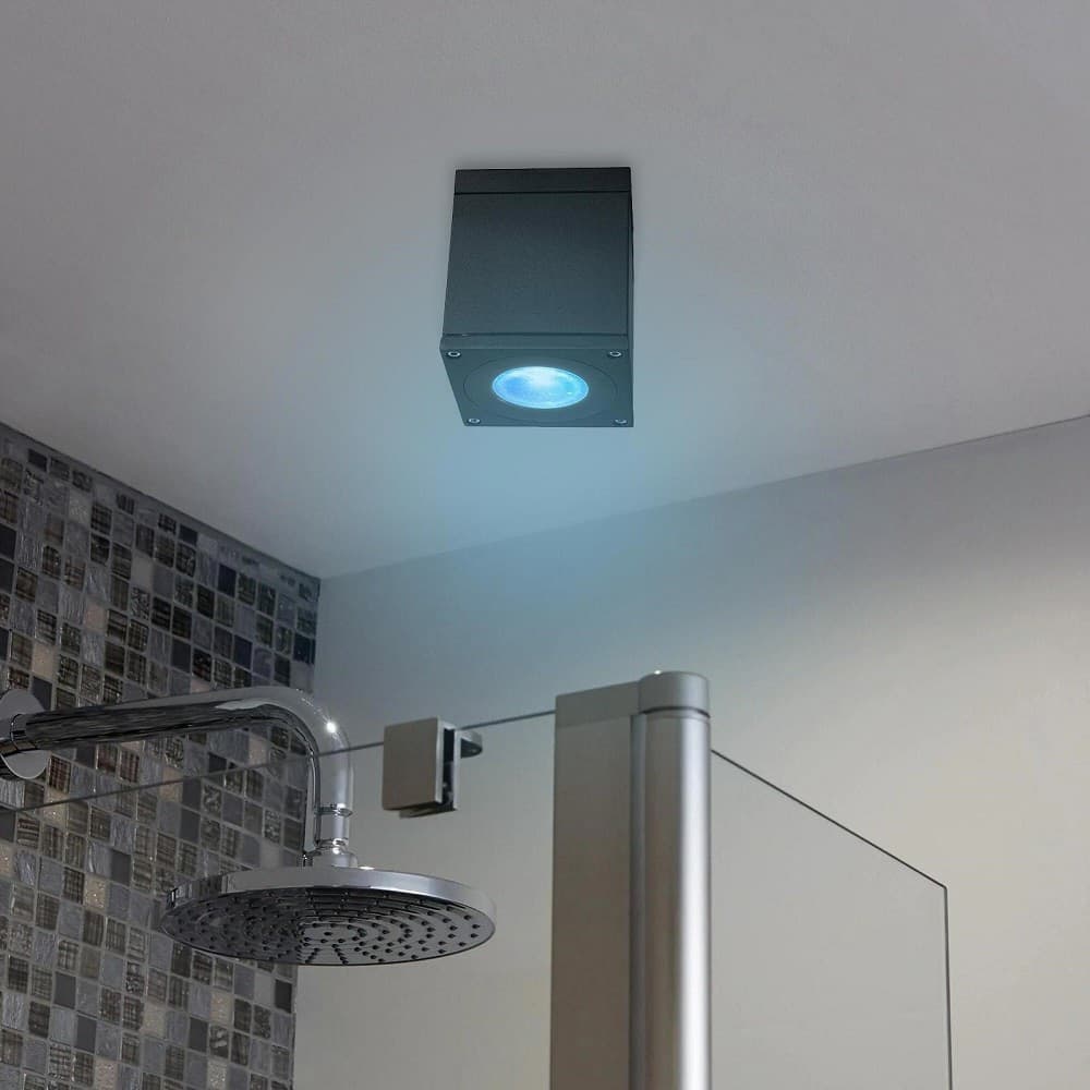 PLAFONIERA FARETTO QUADRATO SOFFITTO IMPERMEABILE GU10 VASCA BOX DOCCIA BAGNO 230V in Faretti da soffitto Trade Shop italia - Napoli, commercioVirtuoso.it