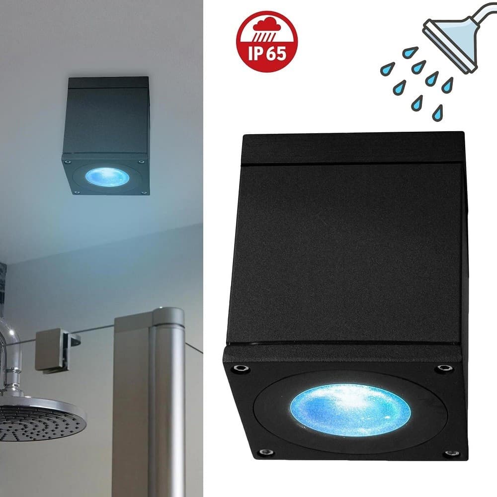 PLAFONIERA FARETTO QUADRATO SOFFITTO IMPERMEABILE GU10 VASCA BOX DOCCIA BAGNO 230V in Faretti da soffitto Trade Shop italia - Napoli, commercioVirtuoso.it
