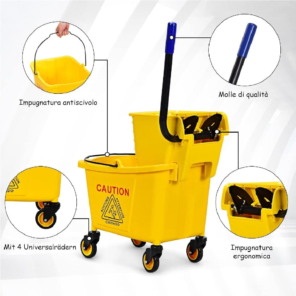 Carrello Pulizie Professionale con Secchio Lavapavimenti 33LT e 4 Ruote Mobili in Carrelli per casalinghi Danyx - Casoria, commercioVirtuoso.it