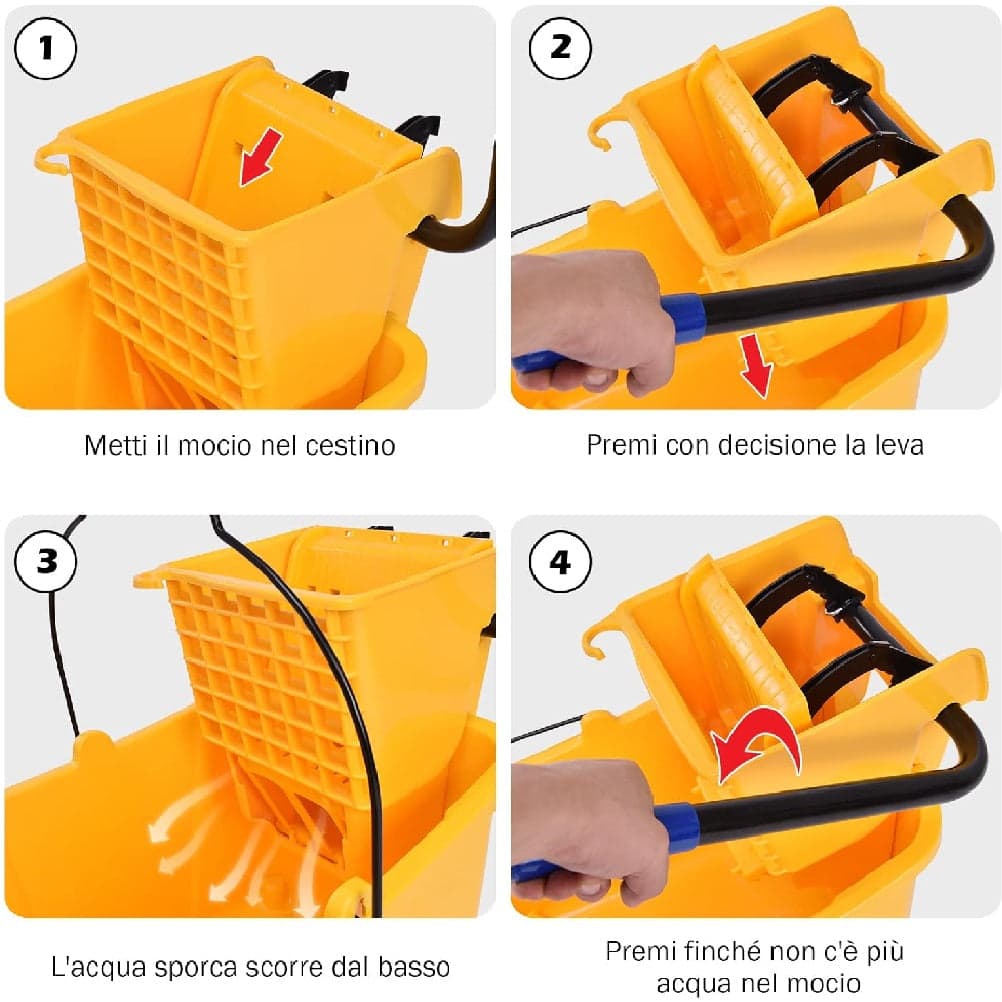 Carrello Pulizie Professionale con Secchio Lavapavimenti 23LT e 4 Ruote Mobili in Carrelli per casalinghi Danyx - Casoria, commercioVirtuoso.it