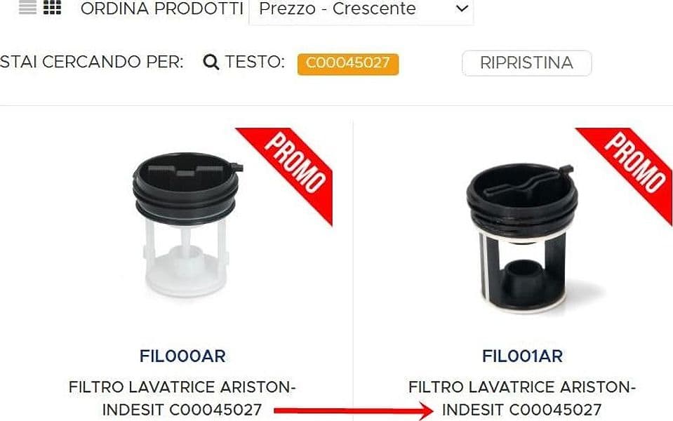 FILTRO POMPA LAVATRICE HOTPOINT ARISTON INDESIT WHIRLPOOL C00045027 FIL 10 in prodotto EuroStore07 - Alatri, commercioVirtuoso.it