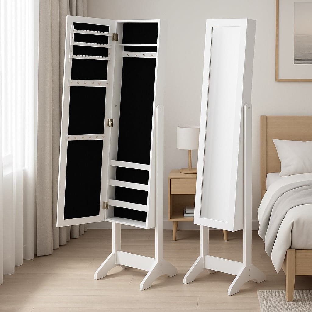 Specchiera Portagioie Armadietto Portagioielli con Specchio Legno Bianco in Scatole Danyx - Casoria, commercioVirtuoso.it