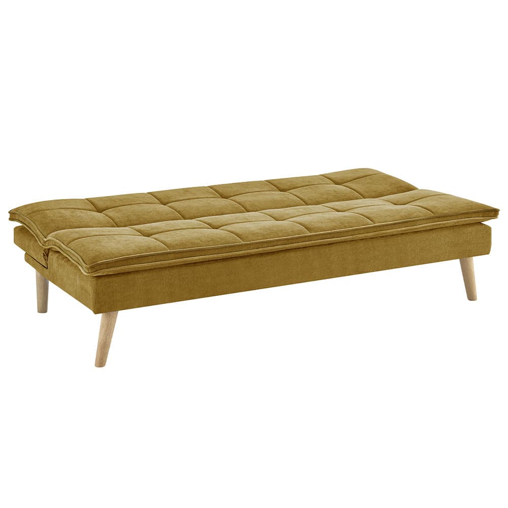 Divano Letto Reclinabile 3 Posti Ergonomico in Tessuto Mostarda con Gambe Legno in Divani Esplodia - Napoli, commercioVirtuoso.it
