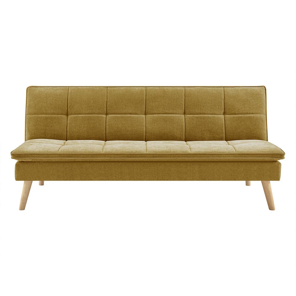 Divano Letto Reclinabile 3 Posti Ergonomico in Tessuto Mostarda con Gambe Legno in Divani Esplodia - Napoli, commercioVirtuoso.it