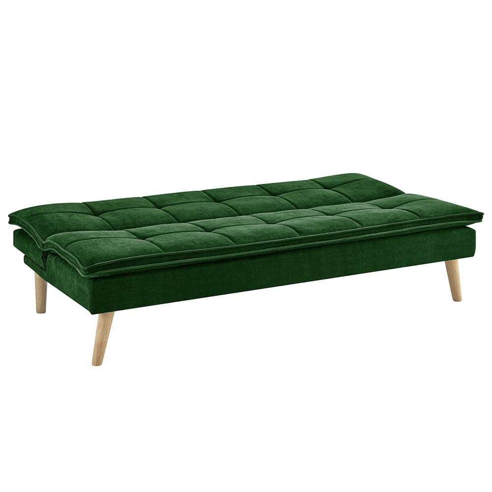 Divano Letto Reclinabile 3 Posti Ergonomico in Tessuto Verde con Gambe in Legno in Divani Esplodia - Napoli, commercioVirtuoso.it
