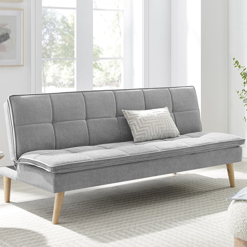 Divano Letto Reclinabile 3 Posti Ergonomico in Tessuto Grigio con Gambe in Legno in Divani Esplodia - Napoli, commercioVirtuoso.it