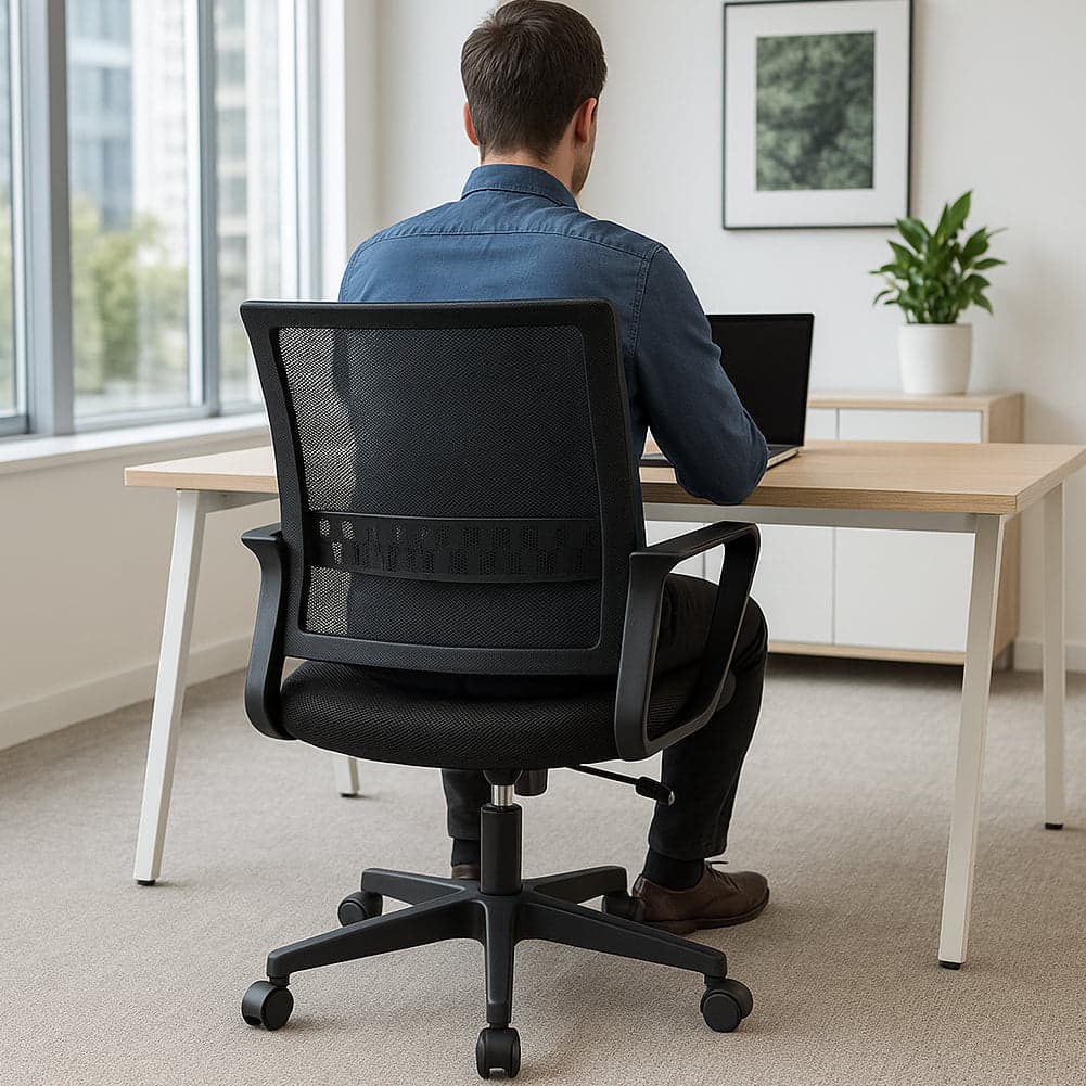 Sedia da Scrivania Nera con Ruote Piroettanti Seduta Ergonomica Ufficio e Casa in Sedie da scrivania Esplodia - Napoli, commercioVirtuoso.it