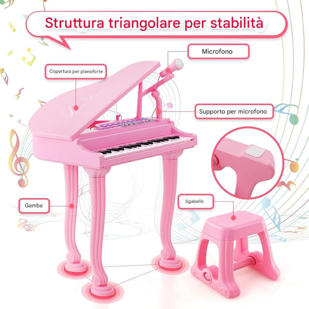 Pianoforte per Bambini con 31 Tasti Sgabello e Microfono Tastiera Musicale Rosa in Pianoforti e tastiere Esplodia - Napoli, commercioVirtuoso.it