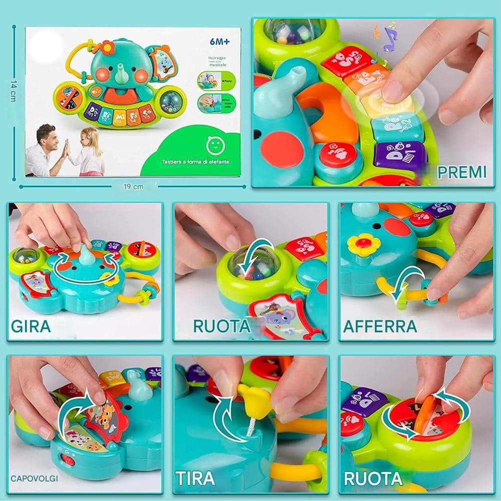Elefante Musicale per Bambini da 6 Mesi Giocattolo Tastiera con Luci per Neonato in Giochi musicali Esplodia - Napoli, commercioVirtuoso.it