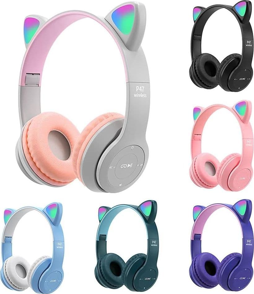 CUFFIE PER BAMBINI PIEGHEVOLI SENZA FILI CON ORECCHIE DI GATTO A LED BLUETOOTH in Cuffie Over-Ear Trade Shop italia - Napoli, commercioVirtuoso.it