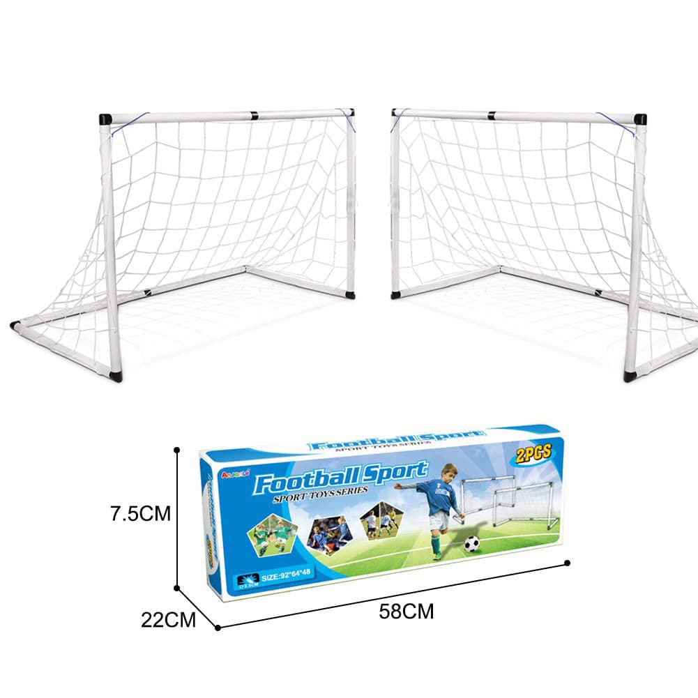 Set 2 Porte Calcio 92 x 64 cm con Pallone Gonfiatore e Morsetti per Fissaggio in Porte Esplodia - Napoli, commercioVirtuoso.it