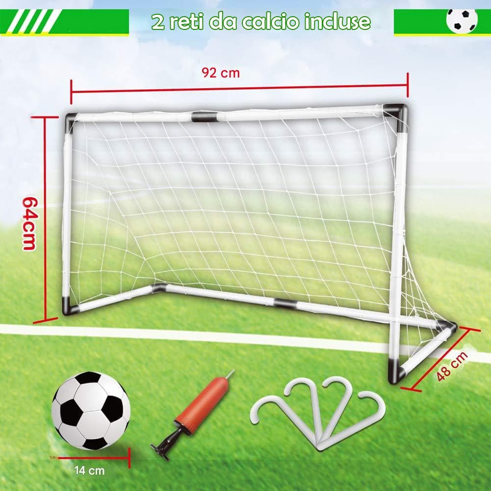 Set 2 Porte Calcio 92 x 64 cm con Pallone Gonfiatore e Morsetti per Fissaggio in Porte Esplodia - Napoli, commercioVirtuoso.it
