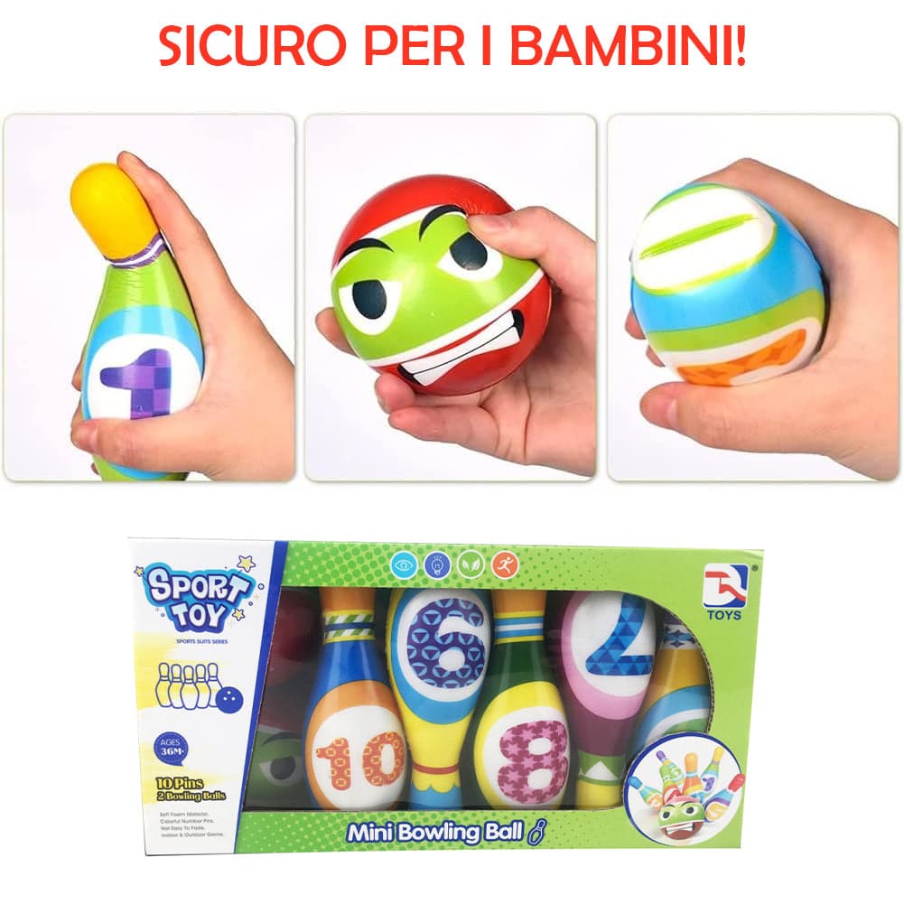 Set 10 Birilli da Bowling Giocattolo per Bambini con Pallina Morbidi e Sicuri in Bowling e birilli Esplodia - Napoli, commercioVirtuoso.it
