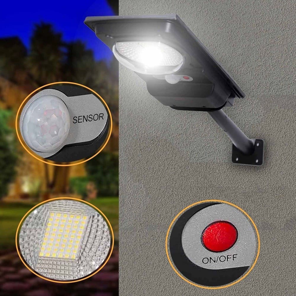 FARO LUCE SOLARE LED 54LED 15W IP65 SENSORE CREPUSCOLARE STAFFA MURO IMPERMEABILE in Proiettori Trade Shop italia - Napoli, commercioVirtuoso.it
