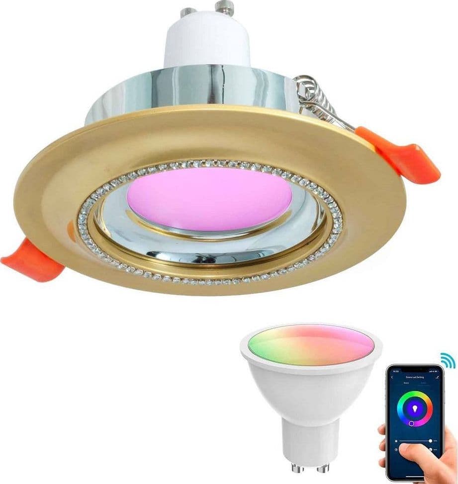 FARETTO SMART INCASSO TONDO BRILLANTINI LED 5 W GU10 RGB WIFI ALEXA GOOGLE HOME in Faretti da soffitto Trade Shop italia - Napoli, commercioVirtuoso.it