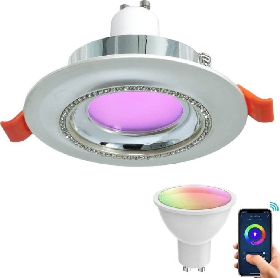 FARETTO SMART INCASSO TONDO BRILLANTINI LED 5 W GU10 RGB WIFI ALEXA GOOGLE HOME in Faretti da soffitto Trade Shop italia - Napoli, commercioVirtuoso.it