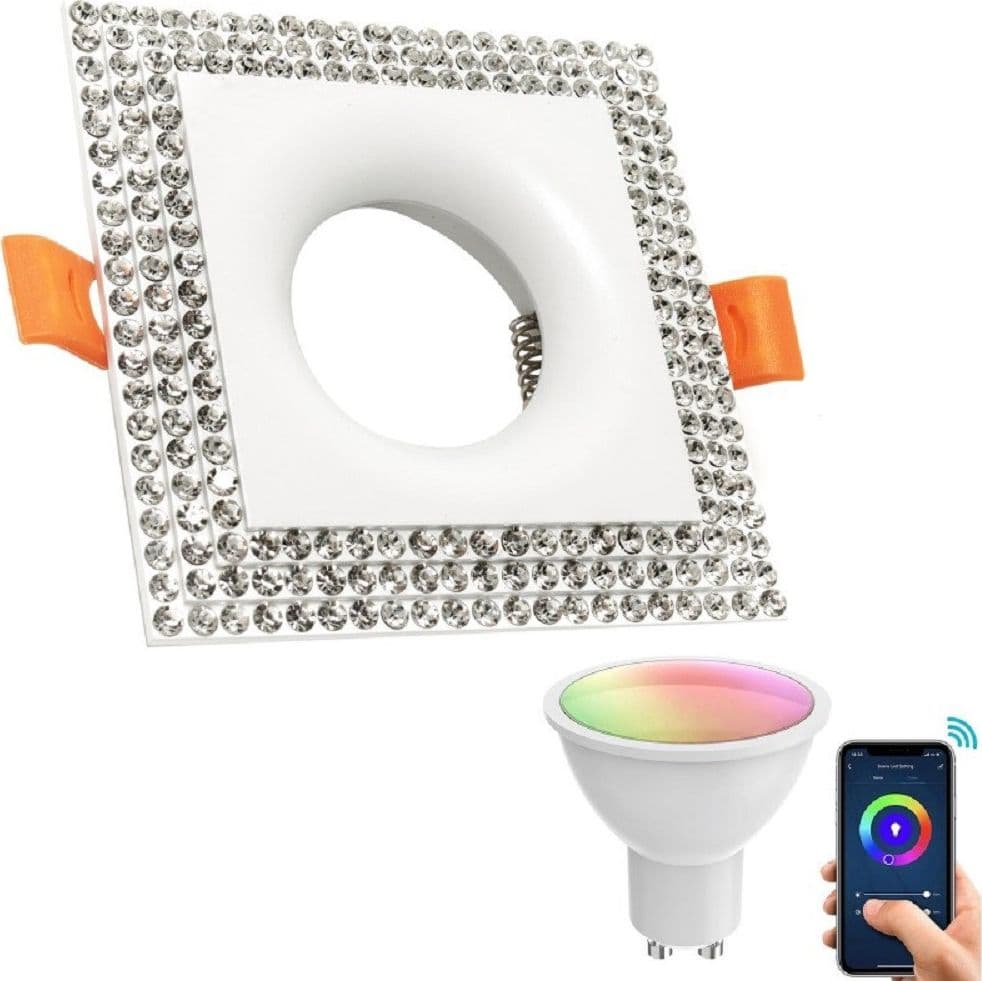 FARETTO SMART INCASSO QUADRATO BRILLANTINI LED 5W GU10 RGB WIFI ALEXA GOOGLE HOME in Plafoniere Trade Shop italia - Napoli, commercioVirtuoso.it