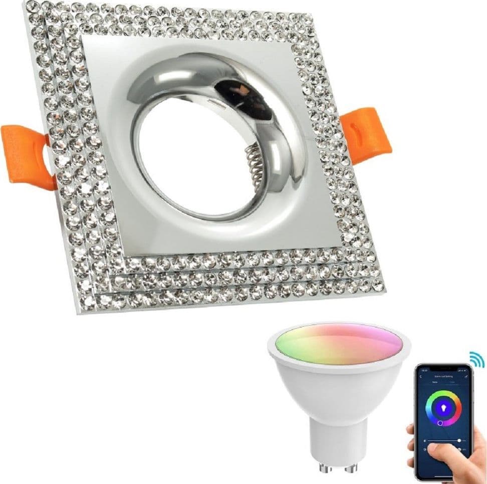 FARETTO SMART INCASSO QUADRATO BRILLANTINI LED 5W GU10 RGB WIFI ALEXA GOOGLE HOME in Plafoniere Trade Shop italia - Napoli, commercioVirtuoso.it