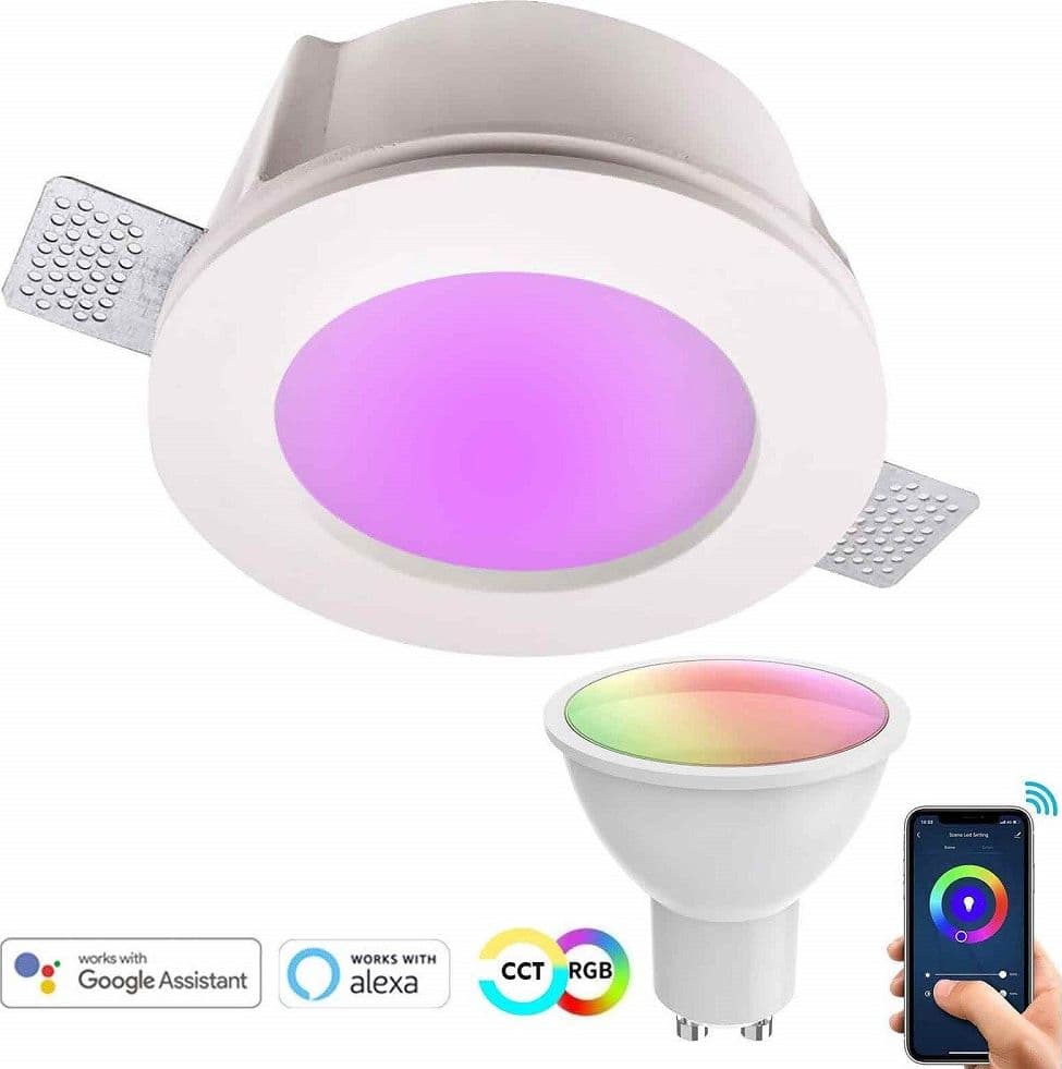 FARETTO SMART GESSO TONDO LED GU10 WIFI LUCE INCASSO RGB CCT ALEXA GOOGLE 125MM in Lampadine Wi-Fi Trade Shop italia - Napoli, commercioVirtuoso.it