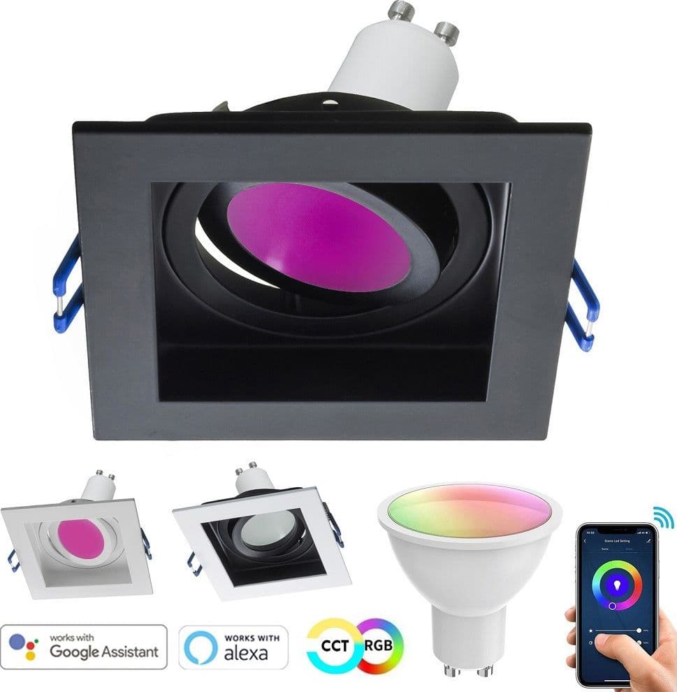 FARETTO LED INCASSO QUADRATO SMART ALEXA GOOGLE LAMPADA GU10 5W WIFI RGB CCT 9CM in Lampadine Wi-Fi Trade Shop italia - Napoli, commercioVirtuoso.it